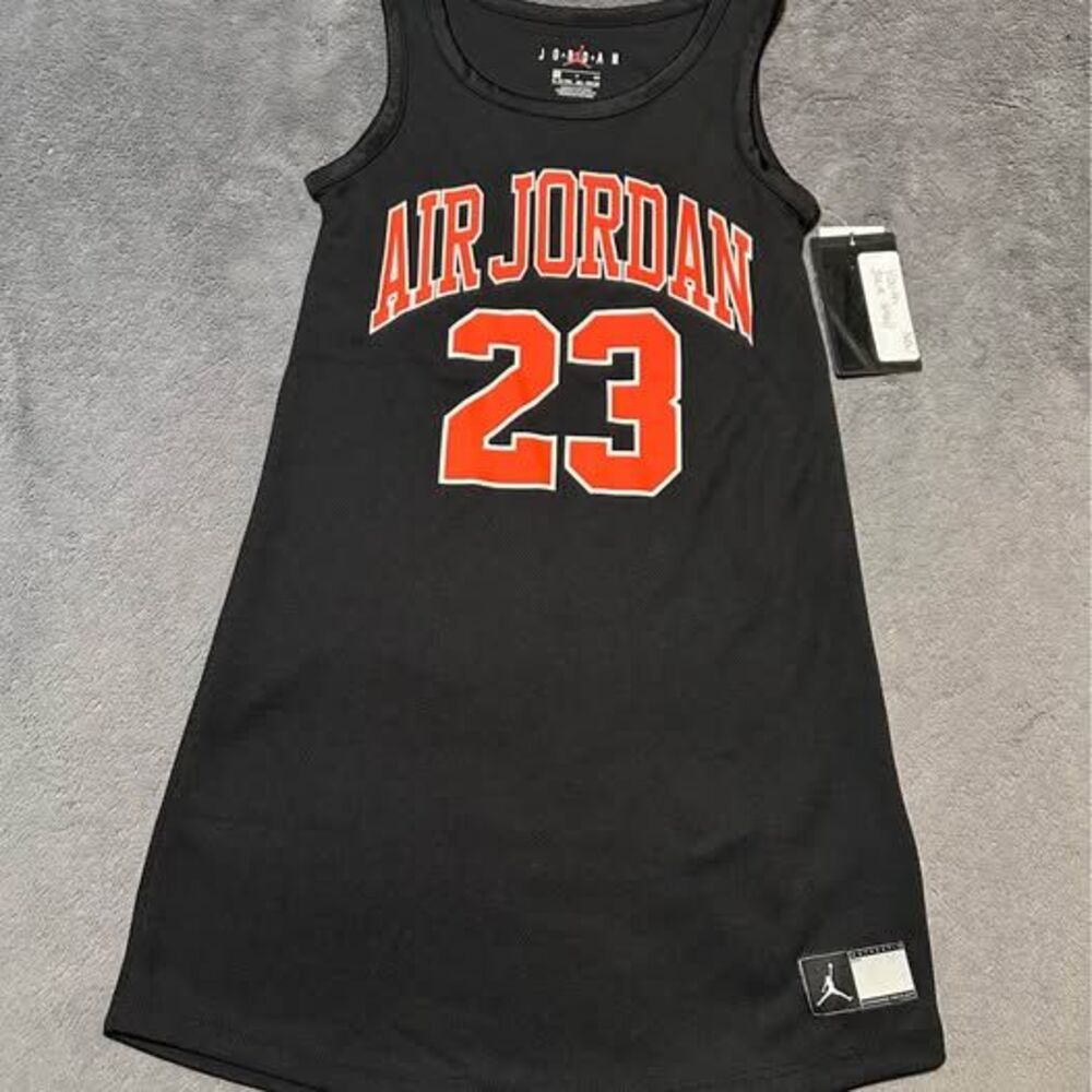 NEW Air Jordan Girls Black/Neon Red 23 HBR Jersey Dress